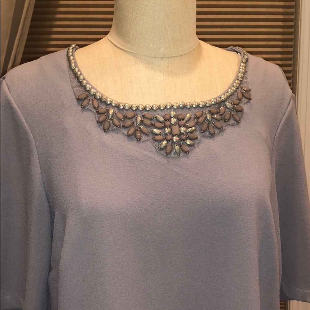 Nwt David Emanuel Elegant Beaded Neck Blouse